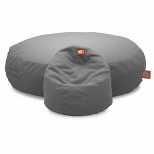 Ibiza Large licht grijs ronde zitzak in zachte teddy stof als stoel en lounge zitzak