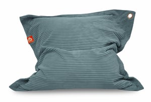 St. Tropez licht blauwe rechthoekige zitzak dik ribfluweel voorkant staand