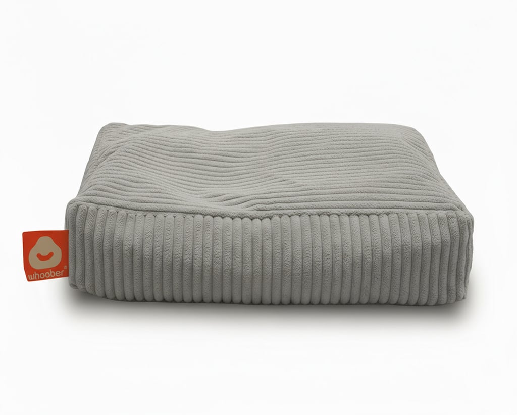 Detail van de lichtbruine dierenzitzak met losse binnenzak en rits voorkant