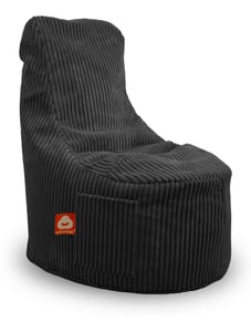 Zwart dik ribfluweel stoelvormige zitzak