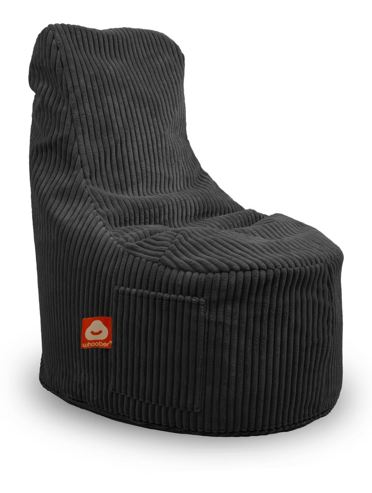 Nice Stoelvormige Zitzak Zwart Ribfluweel