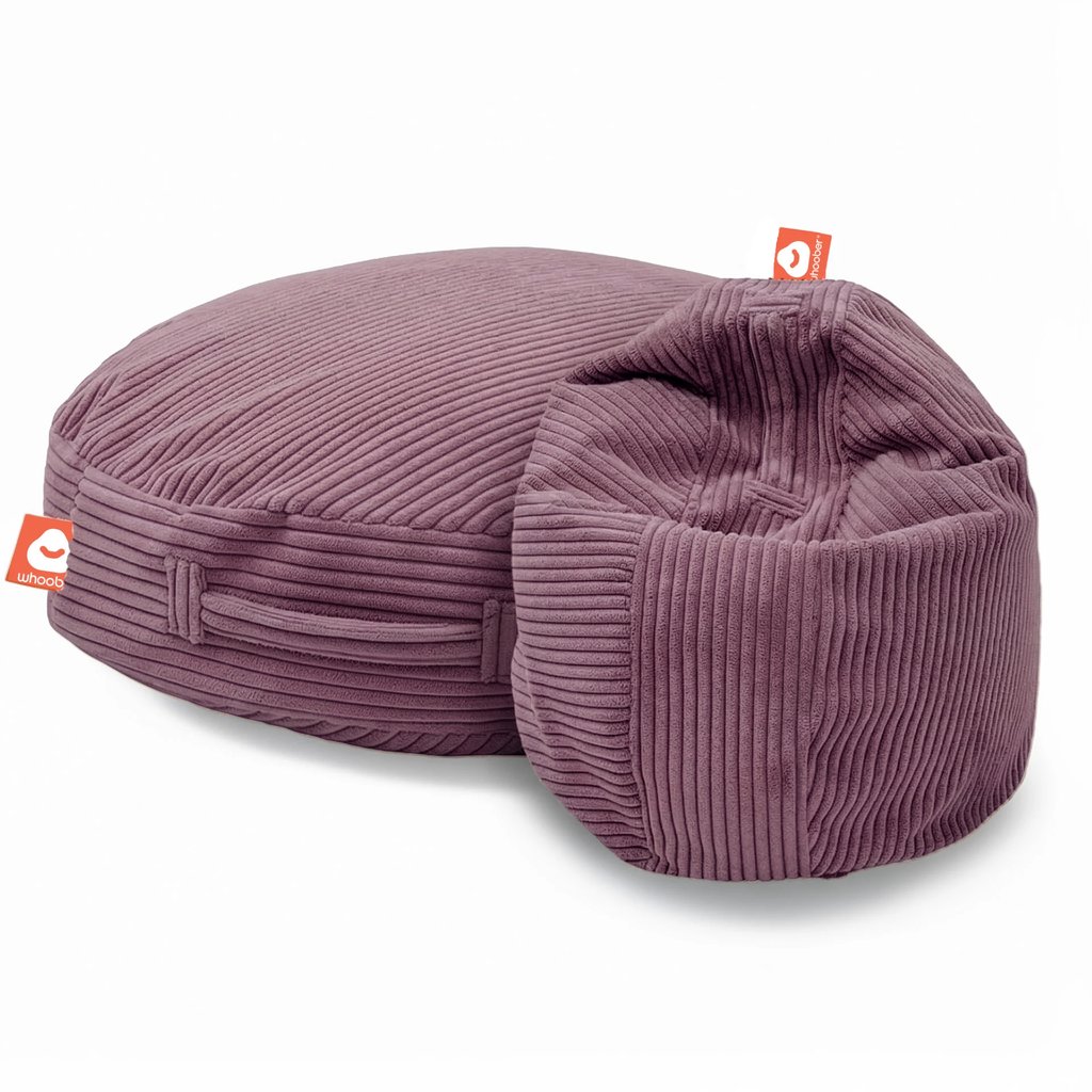Ibiza paars taupoe ronde zitzak in dikke ribfluweel als stoel en als kussen