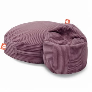 Ibiza paars taupoe ronde zitzak in dikke ribfluweel als stoel en als kussen