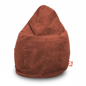 Terracotta dik ribfluweel zitzak peervorm vooraanzicht whoober