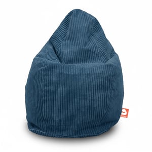 Turquoise dik ribfluweel zitzak peervorm vooraanzicht whoober