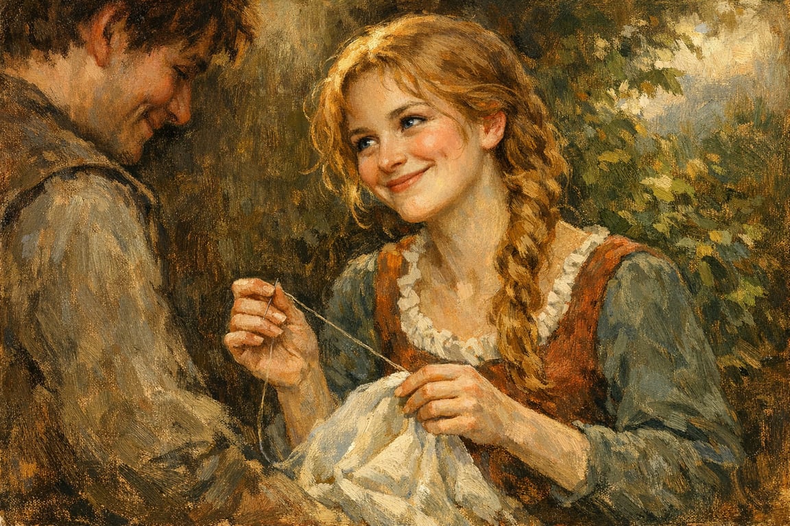 lily-blackwood-lily-blackwood-sewing-smiling-at-thomas-