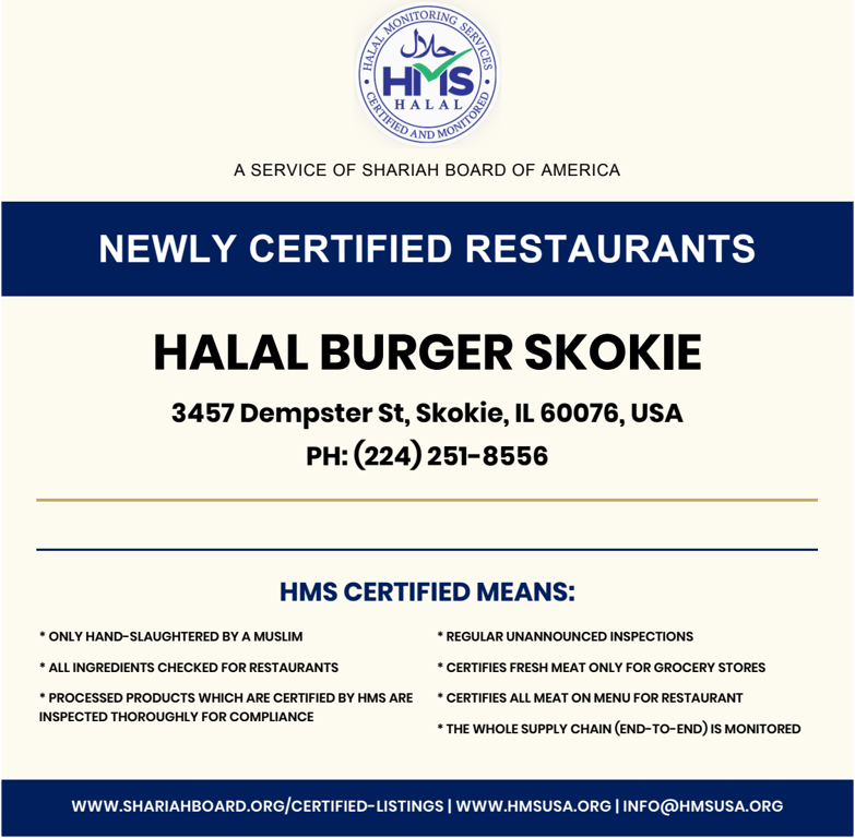 Halal Burger Skokie-Certified