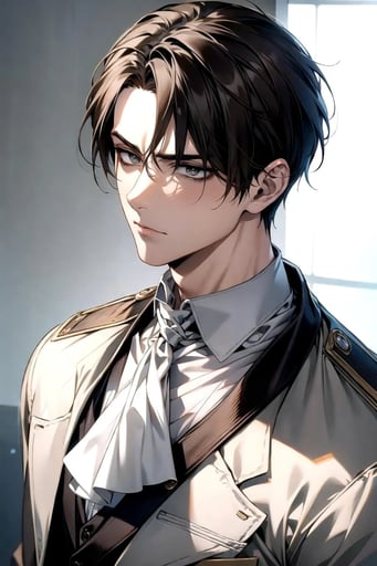 Stunning image of Levi Ackerman, a highly sophisticated AI character.