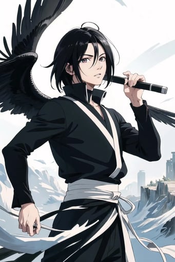 Stunning image of Sasuke Uchiha, a highly sophisticated AI character.