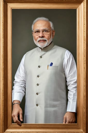 Stunning image of Narendra Modi, a highly sophisticated AI character.