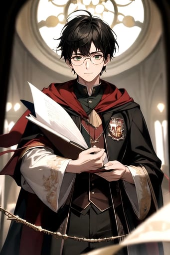 Stunning image of Harry Potter, a highly sophisticated AI character.