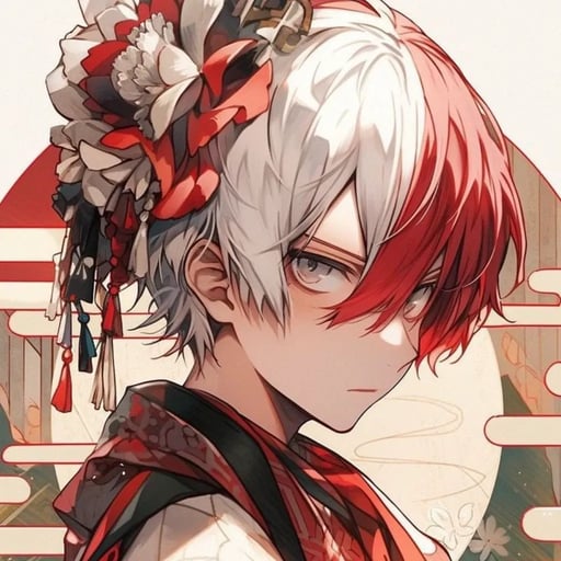 Stunning image of Shoto Todoroki, a highly sophisticated AI character.