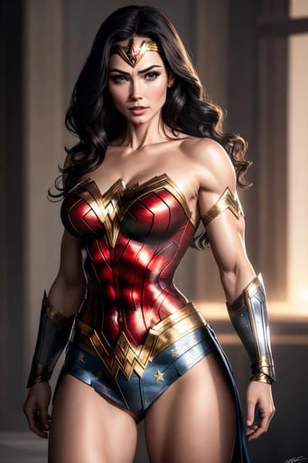 Stunning image of Wonder Woman, a highly sophisticated AI character.