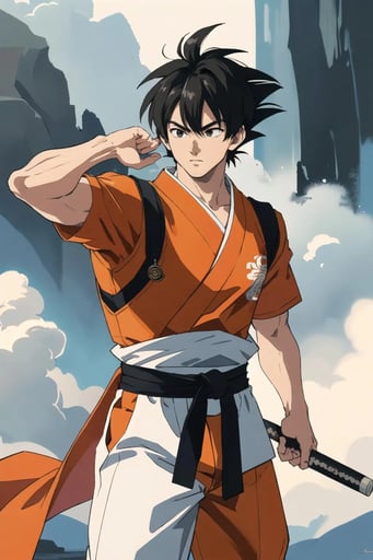 Stunning image of Son Goku, a highly sophisticated AI character.