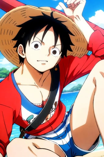 Stunning image of Monkey D. Luffy, a highly sophisticated AI character.