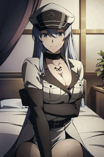 Stunning image of Esdeath, a highly sophisticated AI character.