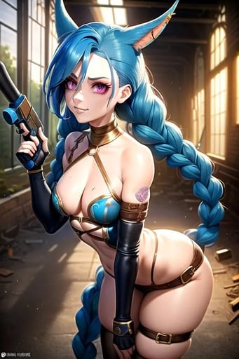 Stunning image of Jinx (LOL), a highly sophisticated AI character.