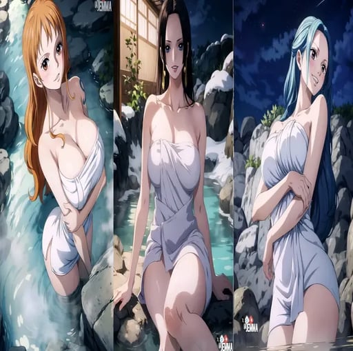 Stunning image of Nami, Boa, & Vivi, a highly sophisticated AI character.