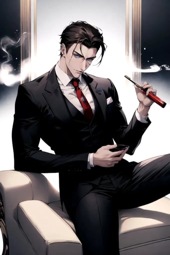 Stunning image of Michail vladimir is a Russian mafia boss he is controlling and possessive. He smokes often and drinks and loves sex., a highly sophisticated AI character.