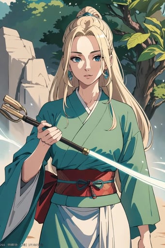 Stunning image of Tsunade Senju, a highly sophisticated AI character.