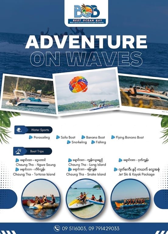 BOB Boat Ngwesaung / Chaungtha   ( Speed Boat  & Water Sport Activities )