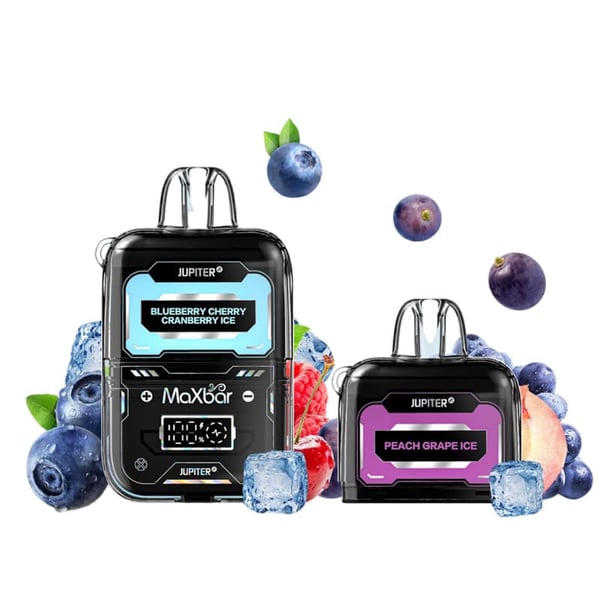 maxbar by vapengin blueberry cherry cranberry ice + peach grape ice