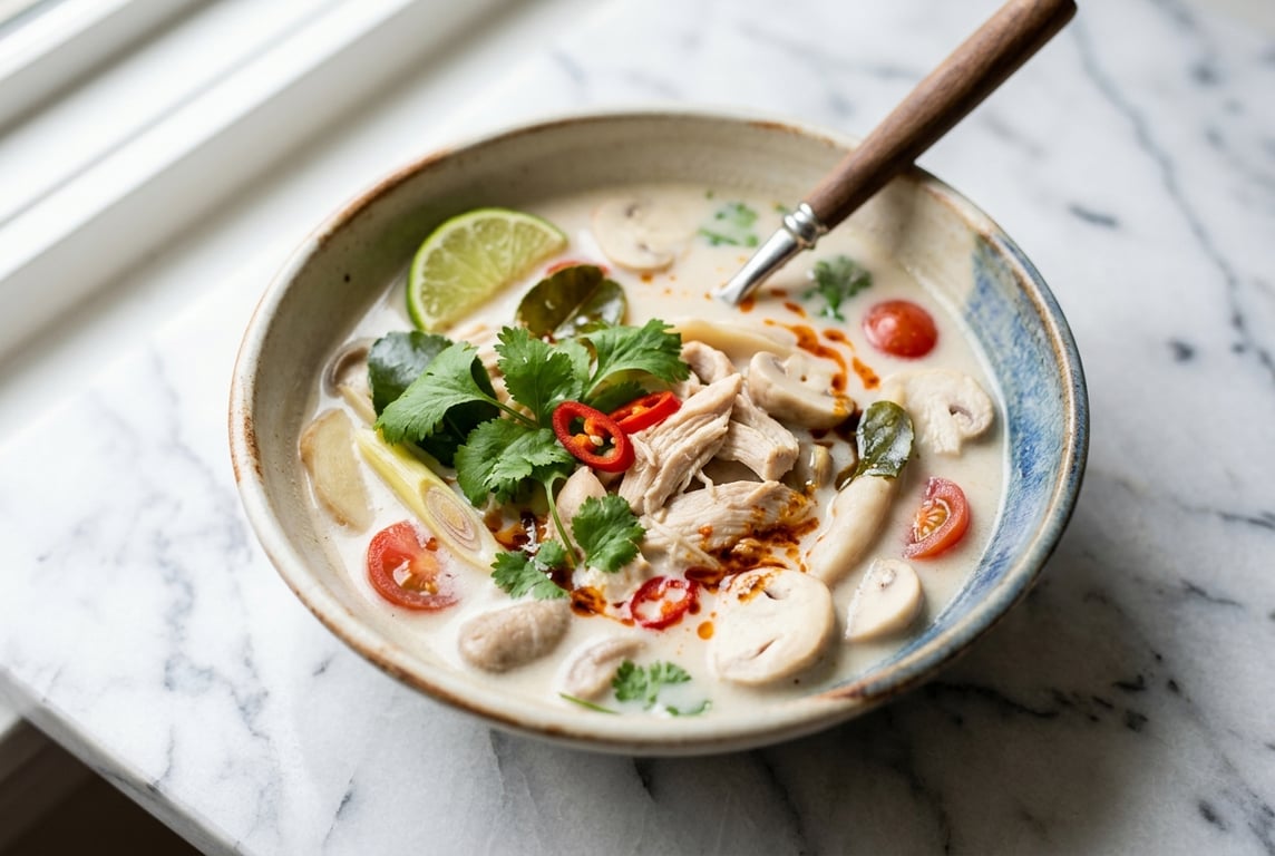 Thai Coconut Chicken Soup (Tom Kha) | Forkie