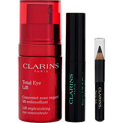  Clarins by Clarins Total Eye Lift Kit Total Eye Lift Supra Lift & Curl Mascara Crayon Kohl 01 3.9g Double Serum 0.03 OZ * 7 4pcs