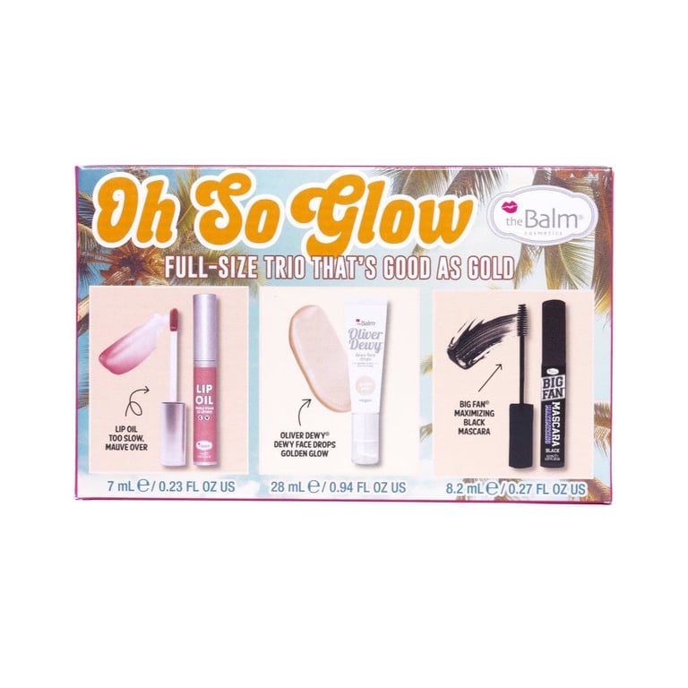 Thebalm cadeau Holiday Trio pour un look parfait Huile à lèvres enlumineur liquide mascara