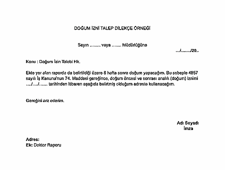 babalık izni dilekçe örneği