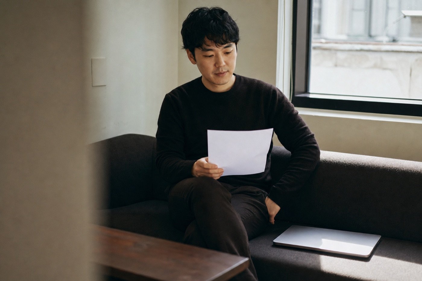 사무실에서 계약서를 검토하는 스타트업 대표