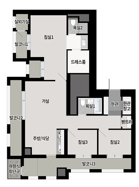 문수로 푸르지오 어반피스 84B 평면도