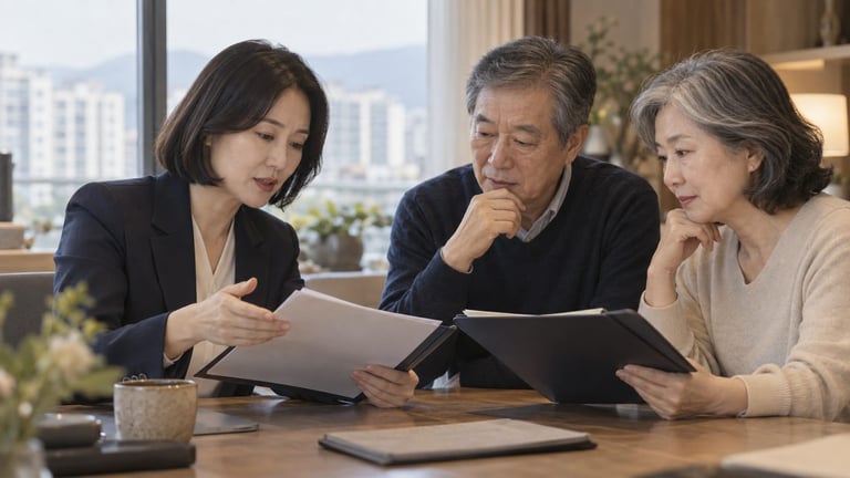 부부 공동명의 주택의 종부세 공제를 비교하는 세무 상담 모습
