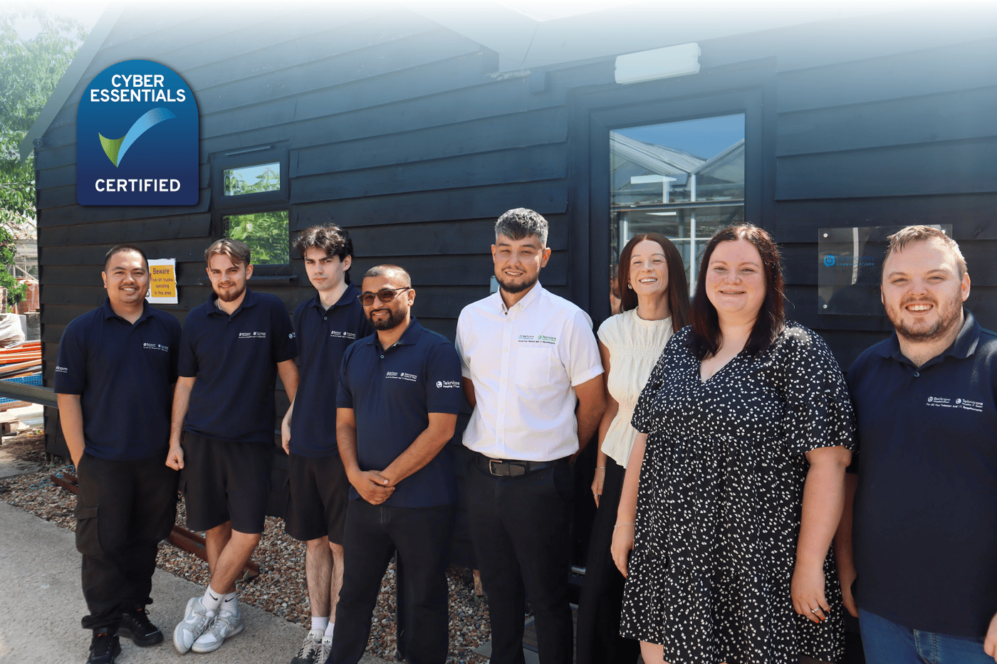 The Bellcom team photo with Cyber Essentials Badge of Certification | Bellcom