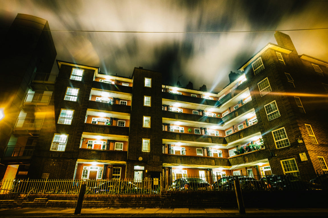 Flats in UK with dusk settling | Bellcom
