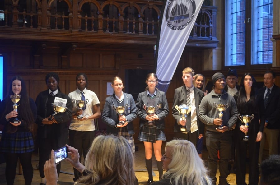 Young people stand with MRRF awards 