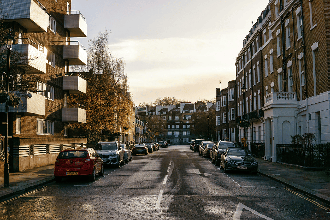 London streets with cars 