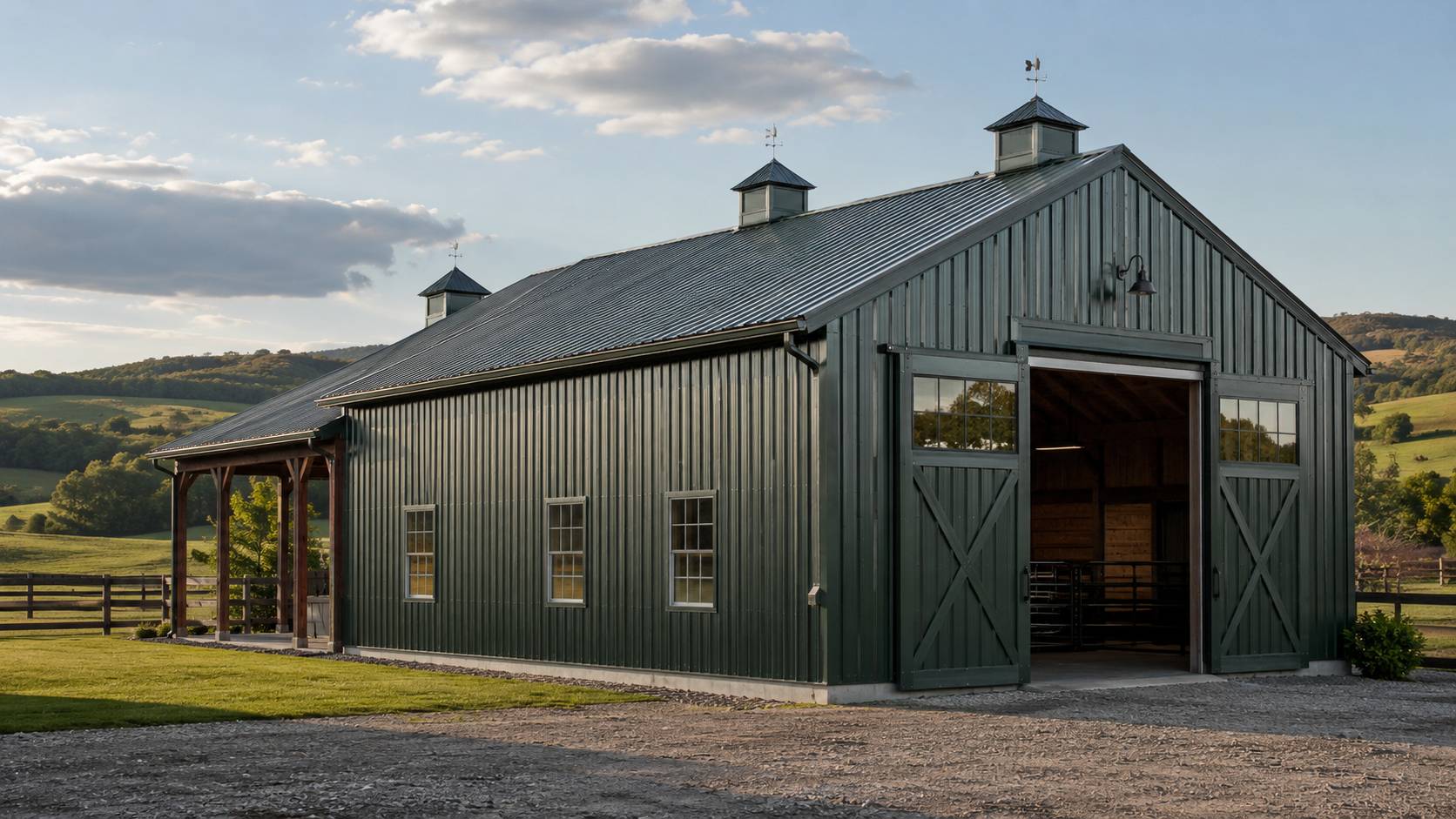 Red corrugated metal siding profile