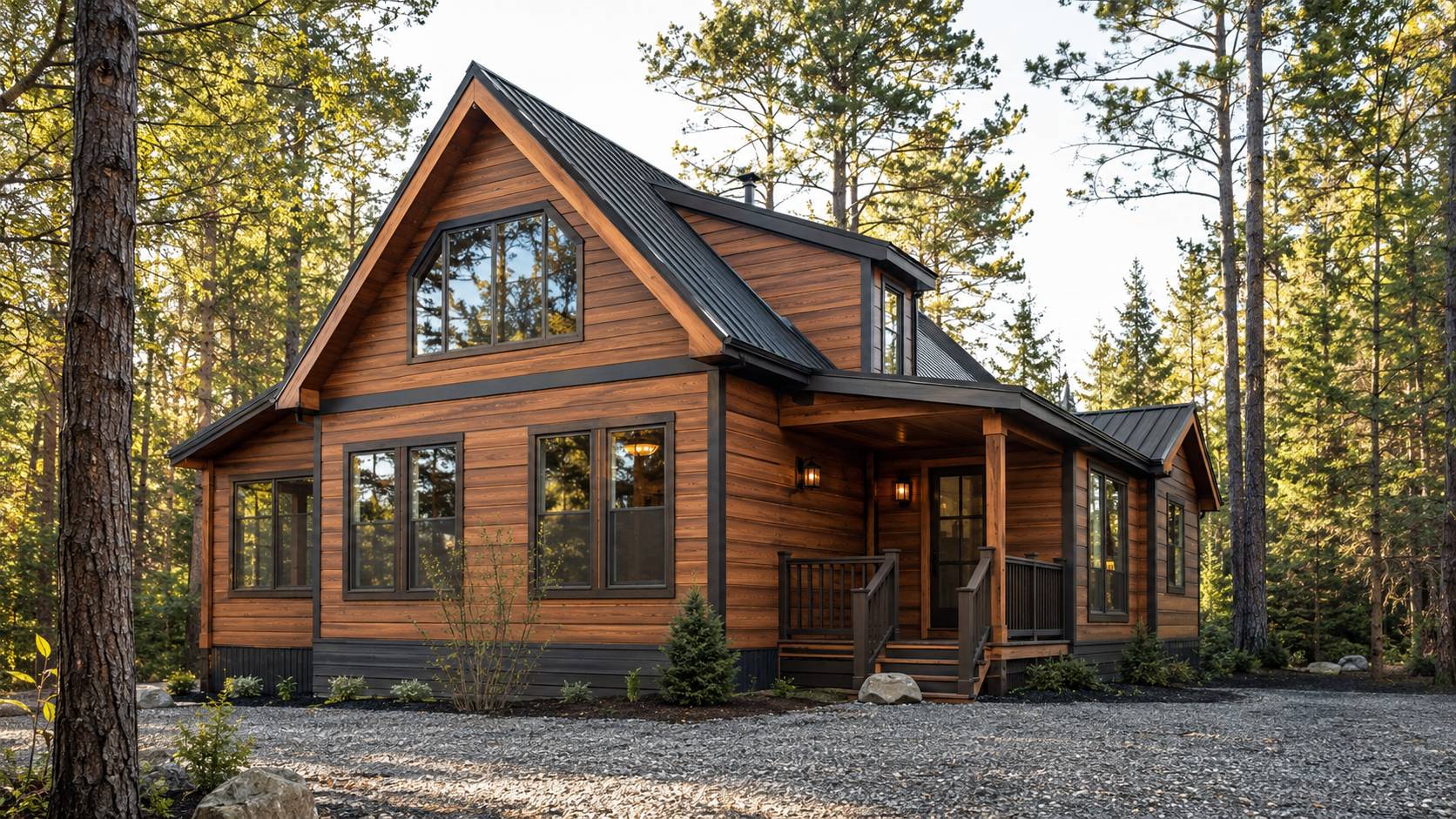 Grooved wood grain metal siding panel