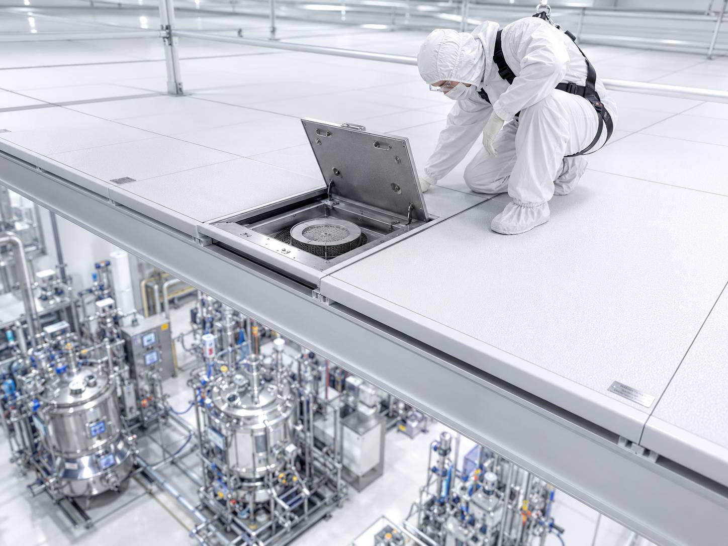 Reinforced cleanroom ceiling surface