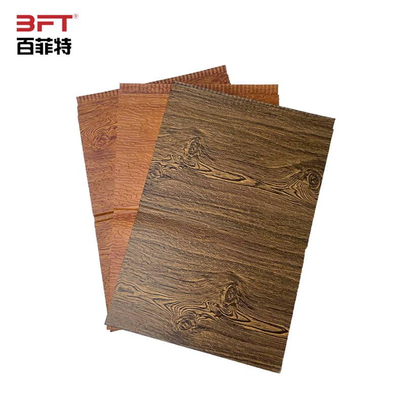 Wood grain metal siding finish