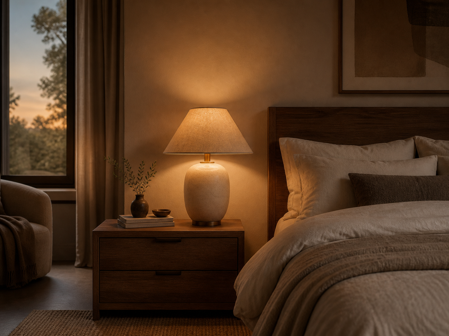 Modern pedestal light in an architectural outdoor setting
