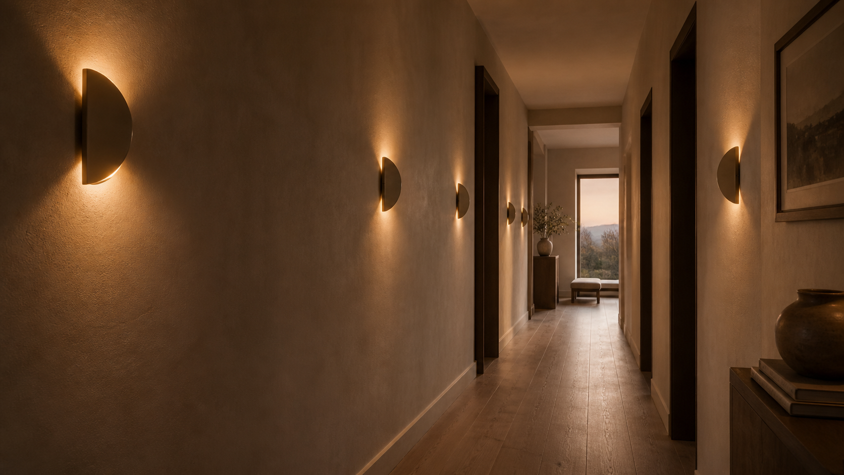 Architectural wall lighting on an exterior surface