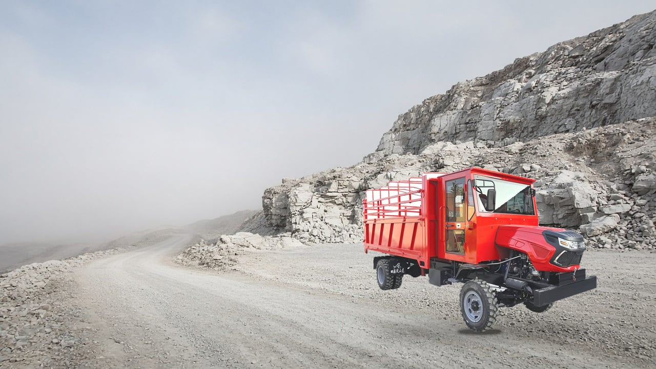 Dump truck on a quarry haul road
