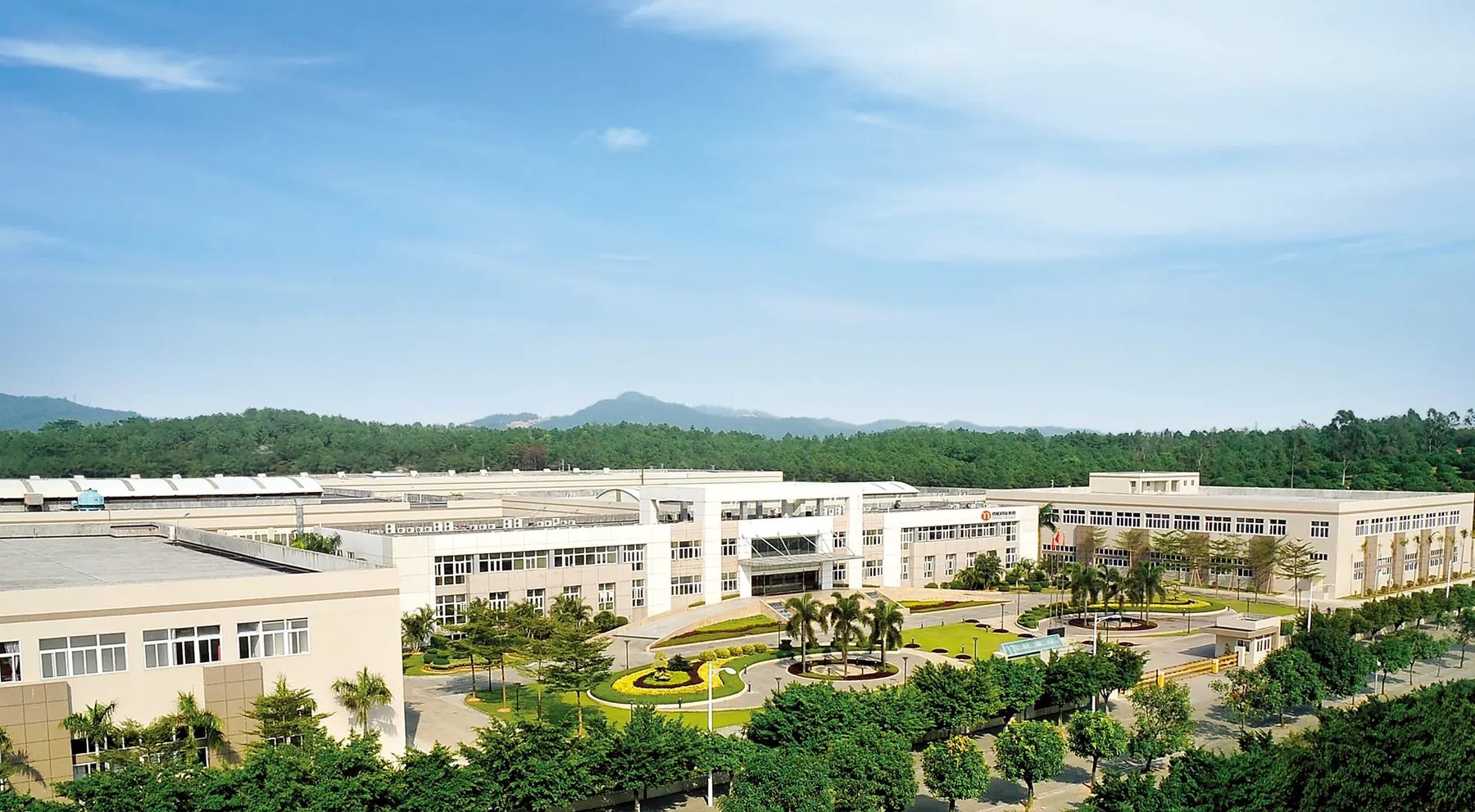 Wide view of the Meitu Industry manufacturing campus in Zhongshan, Guangdong