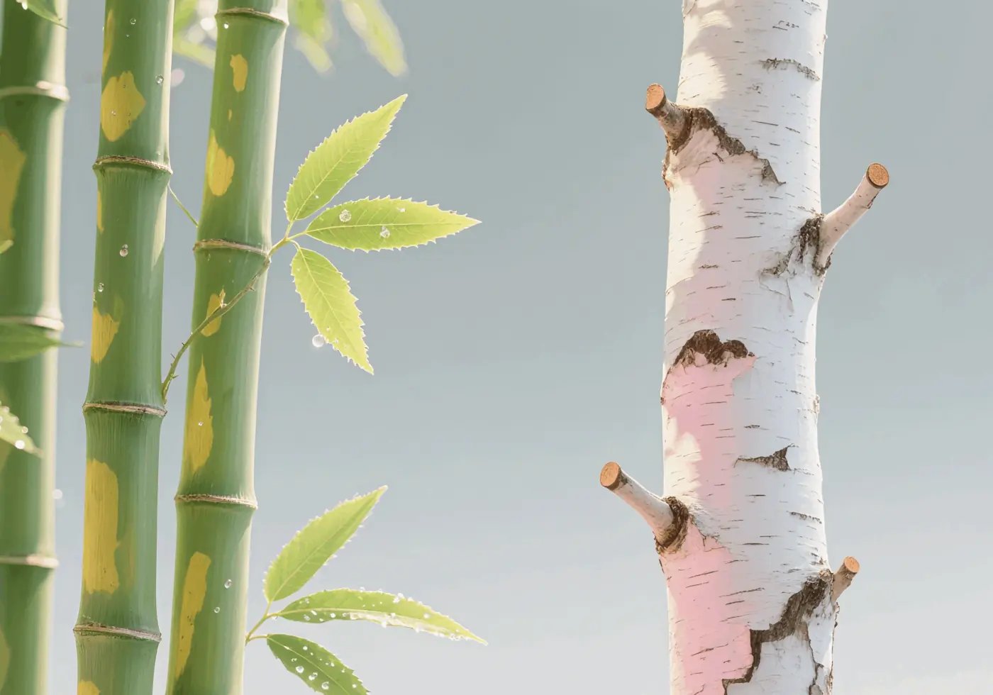 Bamboo and birch raw materials used for responsibly sourced tableware