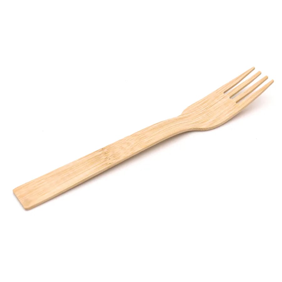 Close studio view of a natural bamboo fork