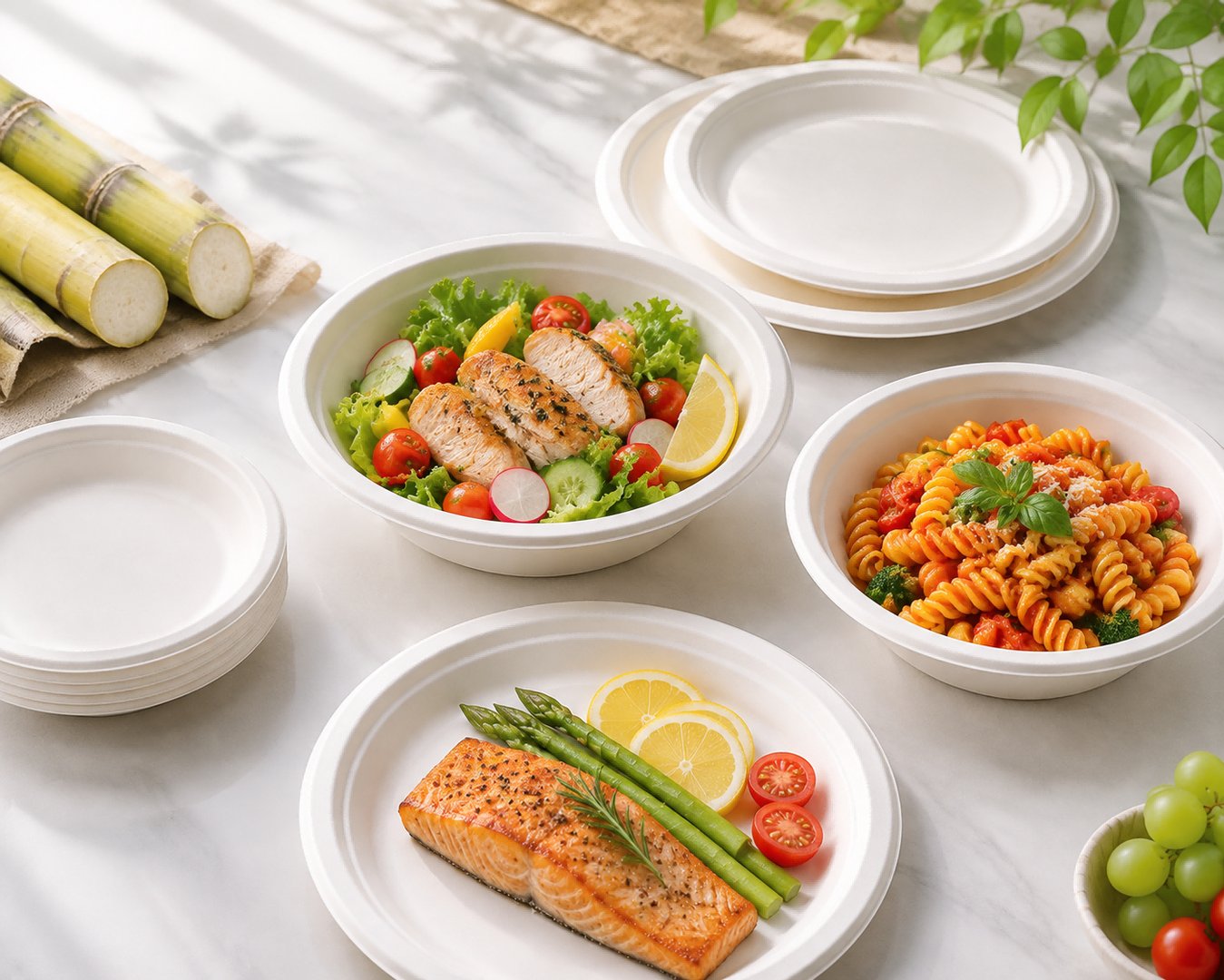 Bagasse Plates & Bowls — Sugarcane bagasse