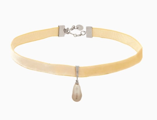 Luxe Velvet Strap Pendant Choker with Drop Pearl