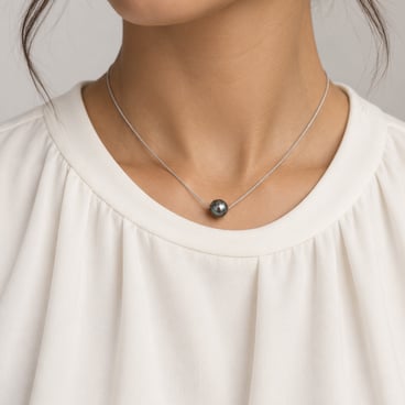 Pendentif en perle de culture de Tahiti verte sur chaîne en argent